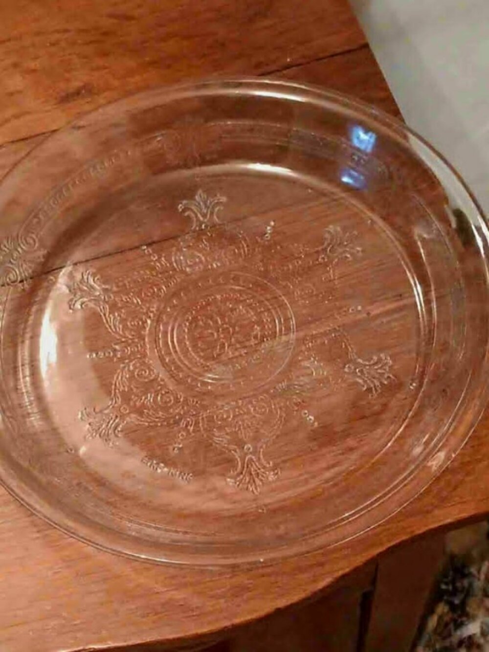 1940's Anchor Hocking Fire-King Philbe clear 9" glass pie dish
